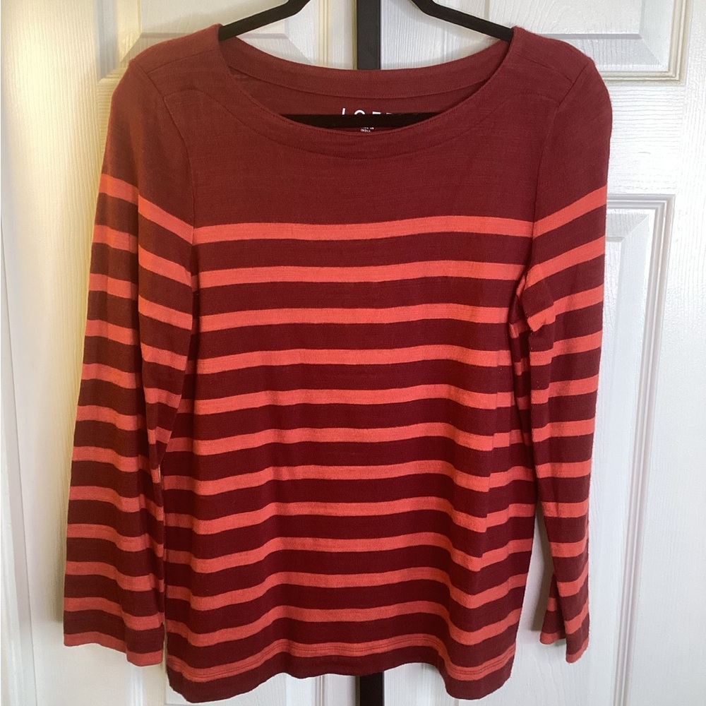 LOFT Striped 3/4 Sleeve Top, size Medium